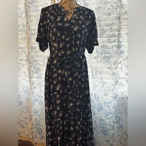 LOFT Navy Floral Maxi Dress